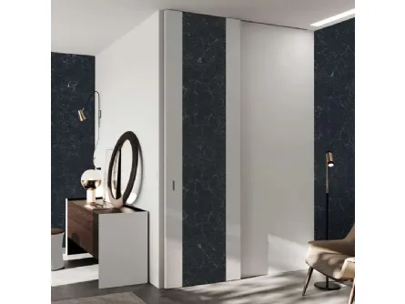 Porta per interni Fusion Madeira Nero Greco con inserto in ceramica di Bertolotto